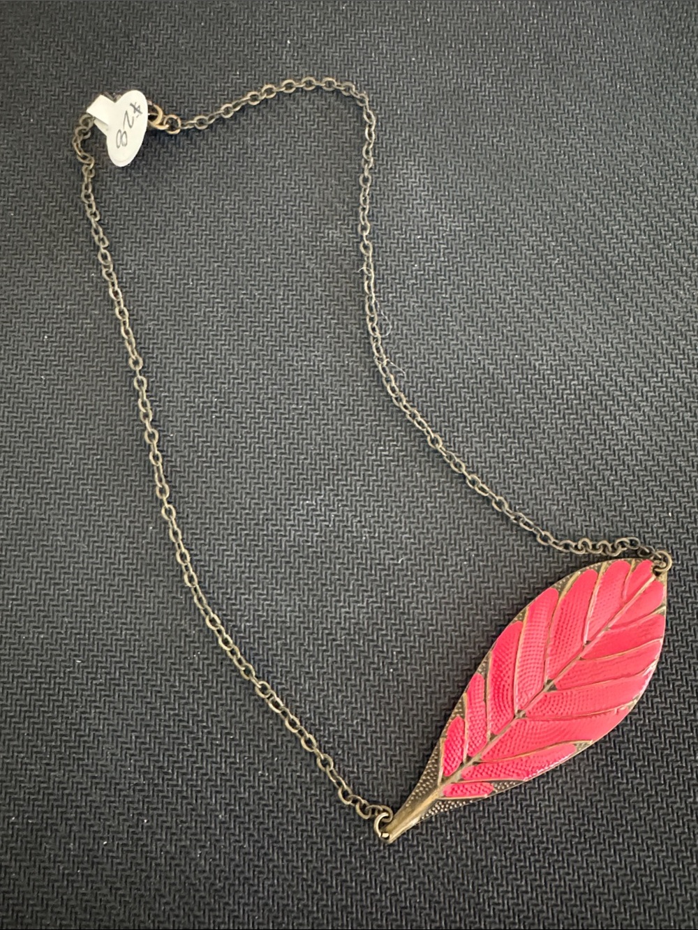 Source Unknown Pink Leaf Pendant Necklace